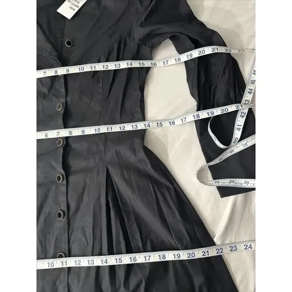 NWT $278 Reformation [‎ 2 ] Halia Long Sleeve Button-Up Dress in Black - Picture 5 of 15